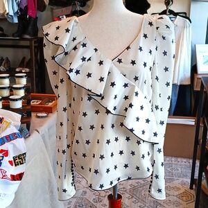 Self-Portrait Women's Blouse. Cream with Stars. Size 6